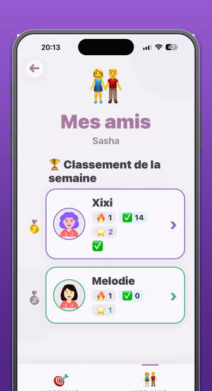 Le classement de la semaine entre l'enfant et ses amis